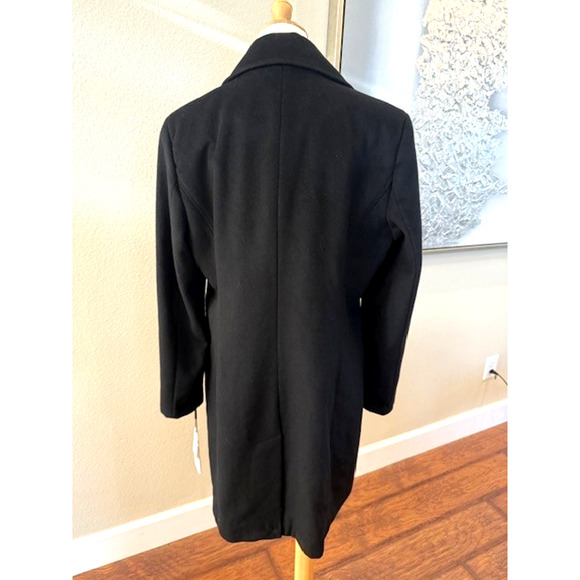 Calvin Klein Classic Single Breasted Wool Poly Cashmere Coat Black Sz 12 $440 - Picture 2 of 15